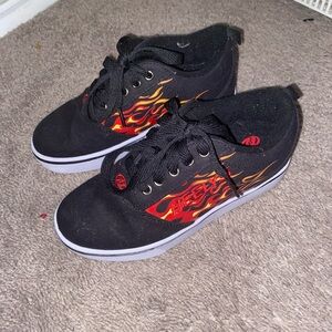 Heelys Black Shoes with Red Flame Accents